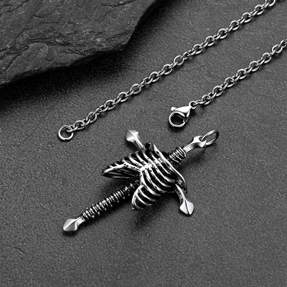 Gothic Jesus Skeleton Cross Pendant Necklace for Men sold by FaithHeart product image thumbnail 4