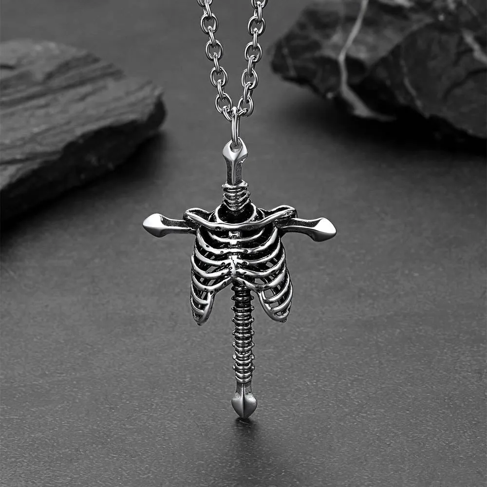 Gothic Jesus Skeleton Cross Pendant Necklace for Men sold by FaithHeart product image thumbnail 2