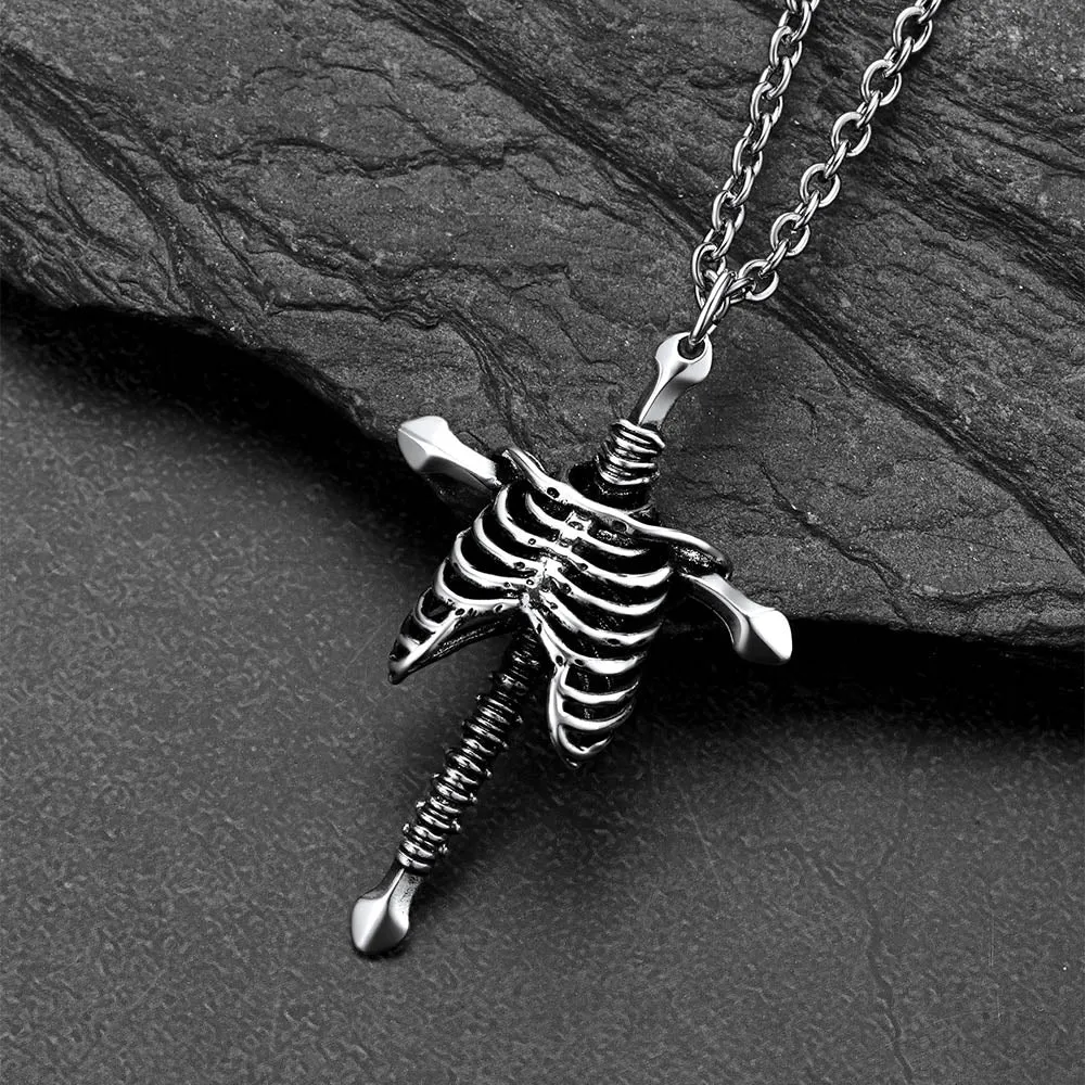 Gothic Jesus Skeleton Cross Pendant Necklace for Men sold by FaithHeart product image thumbnail 5