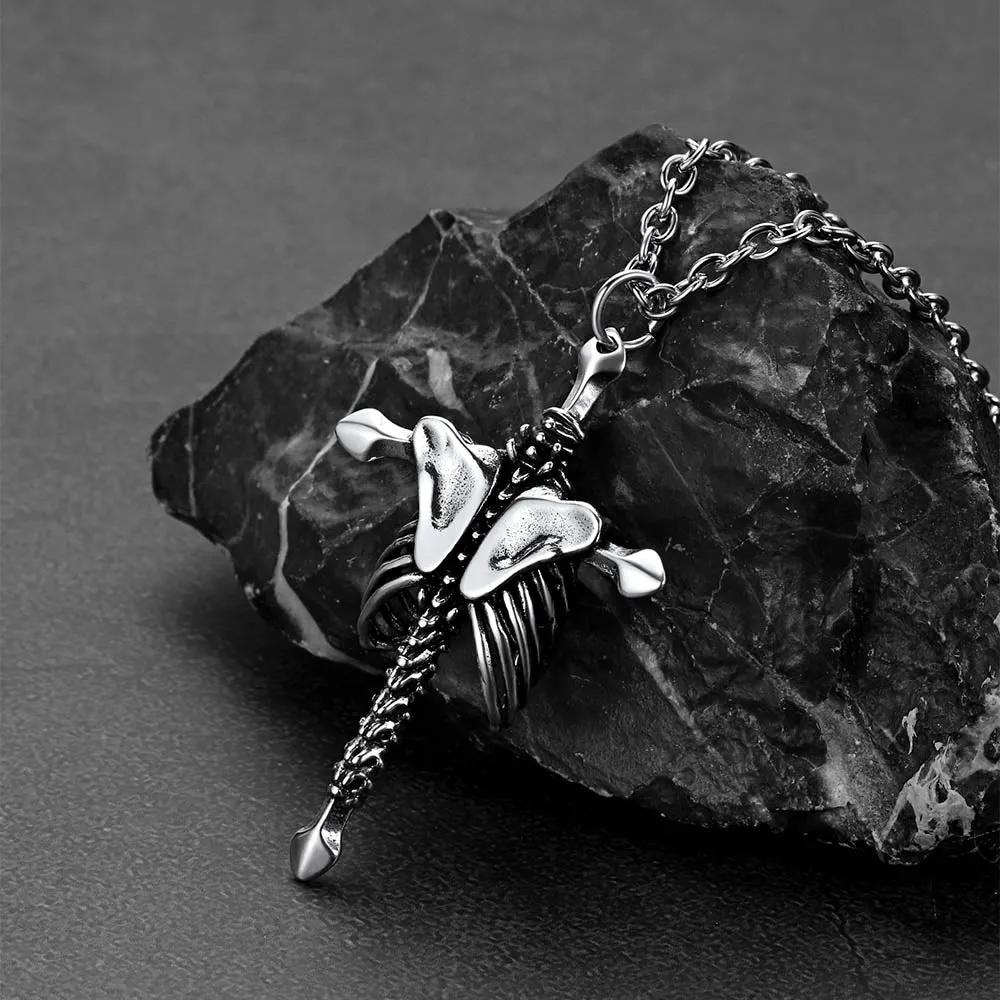 Gothic Jesus Skeleton Cross Pendant Necklace for Men sold by FaithHeart product image thumbnail 3