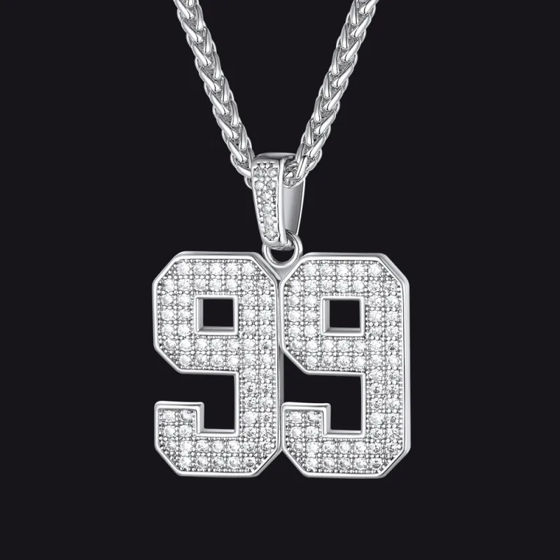 Custom Diamond Baseball Jersey Number Necklace for Men sold by FaithHeart
