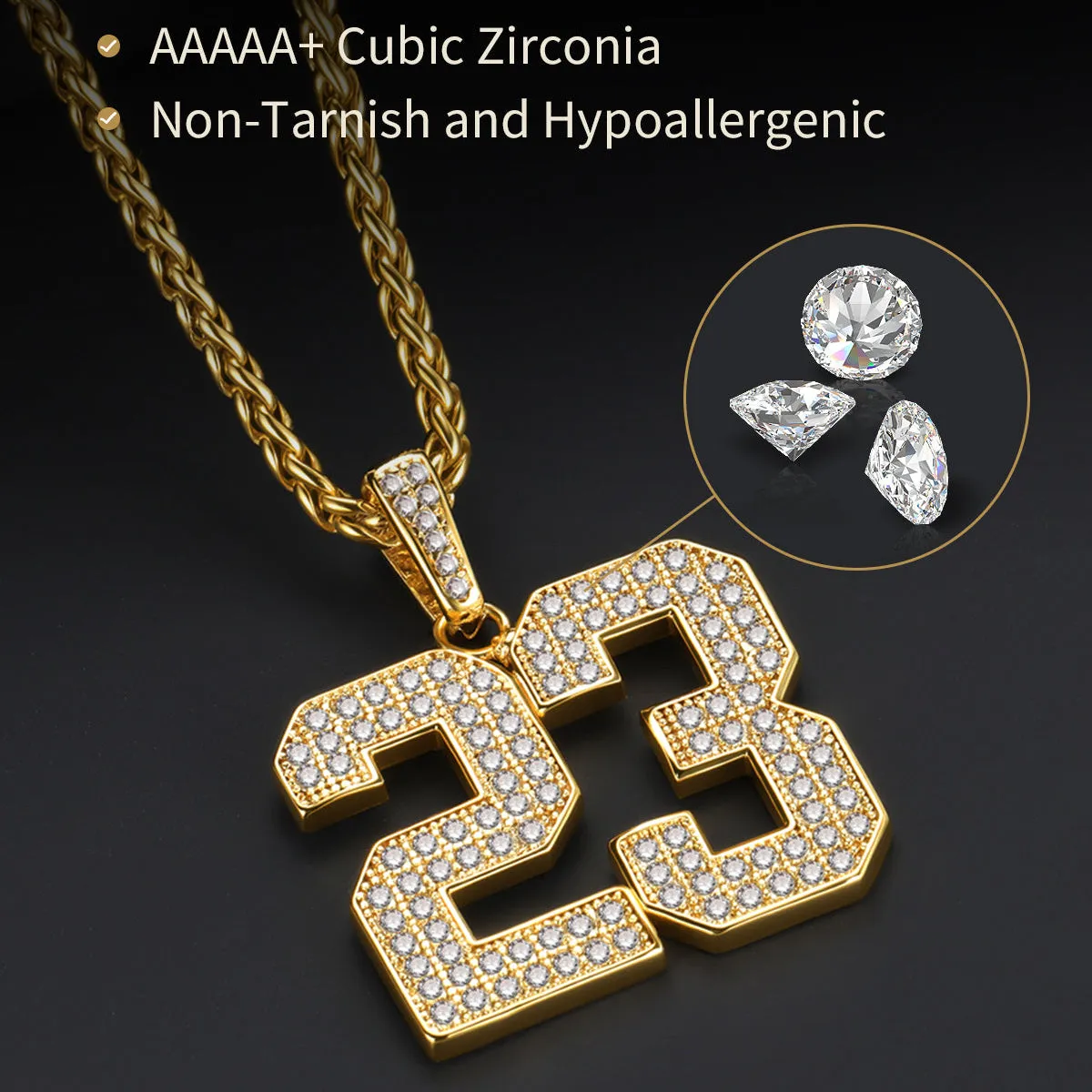 Custom Diamond Baseball Jersey Number Necklace for Men sold by FaithHeart product image thumbnail 4