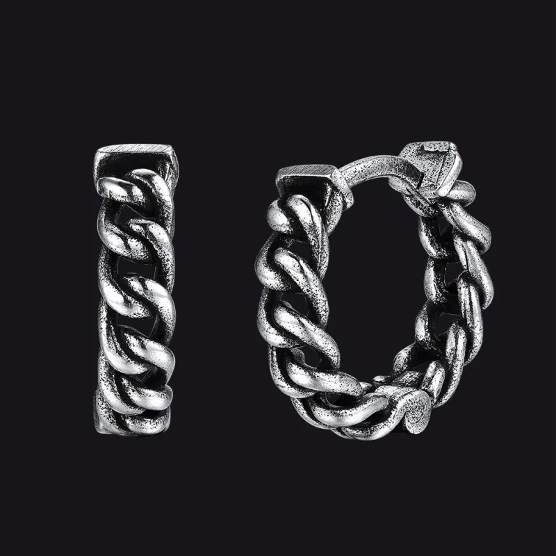 Tribal Vintage Chain Hoop Earrings for Men sold by FaithHeart