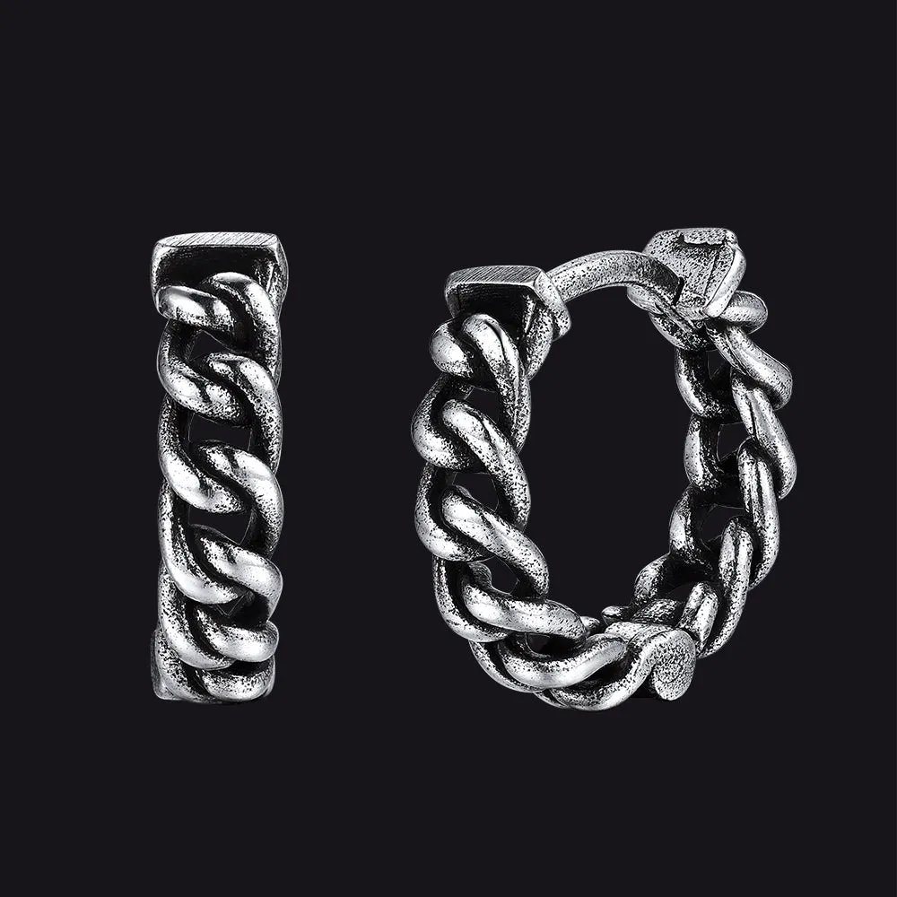 Tribal Vintage Chain Hoop Earrings for Men sold by FaithHeart