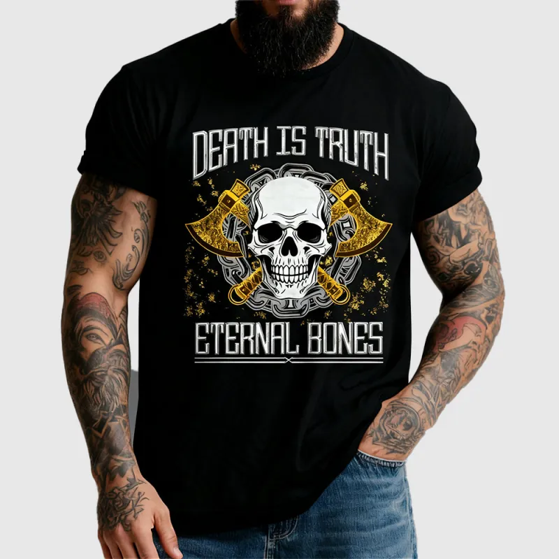 Halloween Gothic Axe Skull Black T-Shirt Graphic Tee for Men sold by FaithHeart