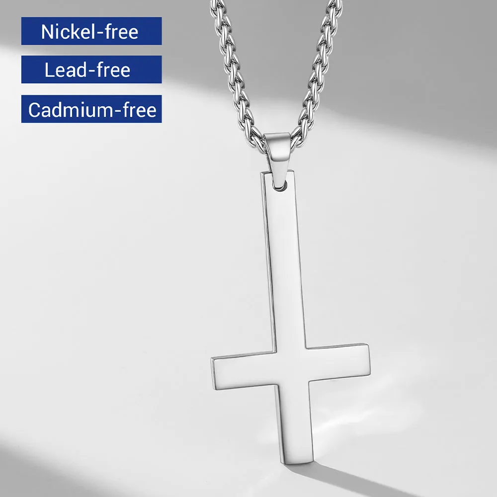 Stainless Steel Inverted Cross Pendant Necklace for Men Women sold by FaithHeart product image thumbnail 5