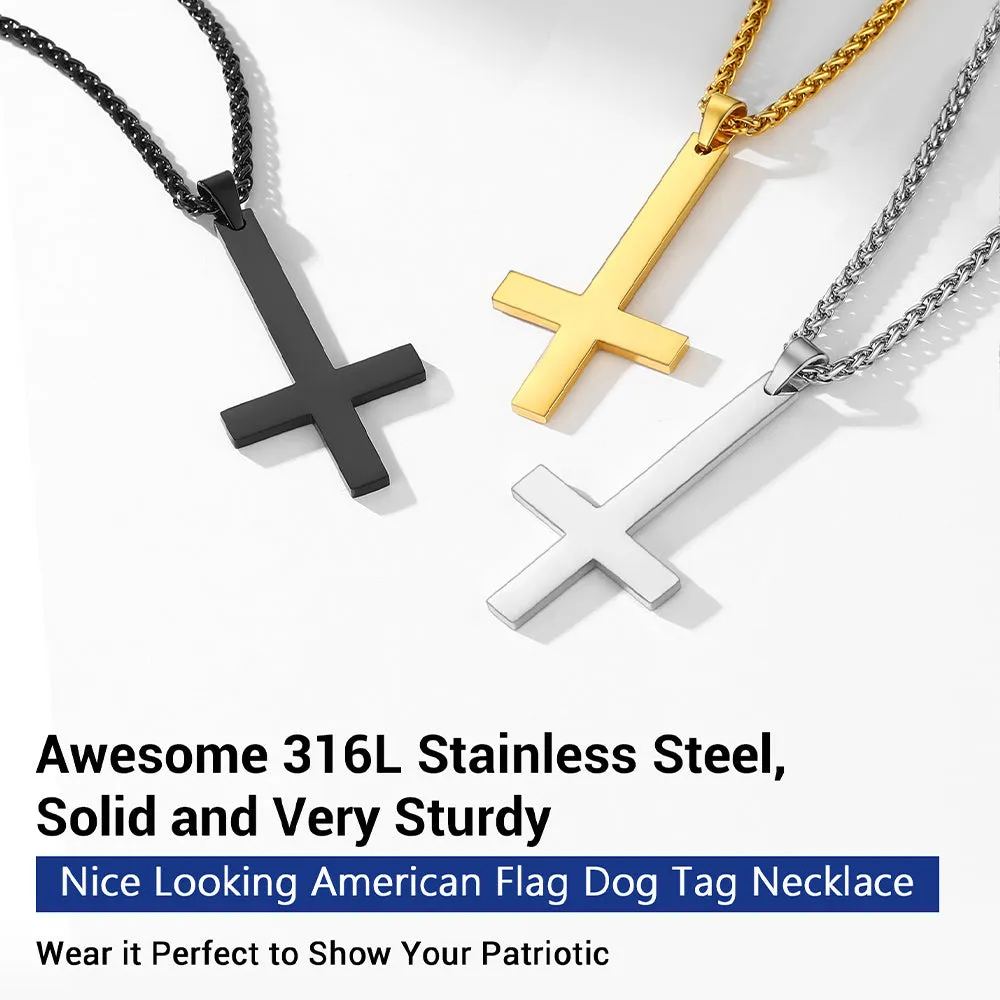 Stainless Steel Inverted Cross Pendant Necklace for Men Women sold by FaithHeart product image thumbnail 4