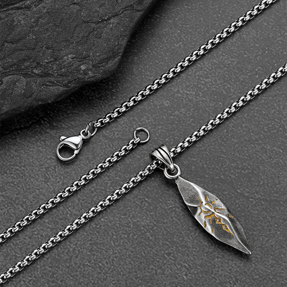 Punk Wishing Stone Tribal Rune Sun Pattern Necklace for Men sold by FaithHeart product image thumbnail 5