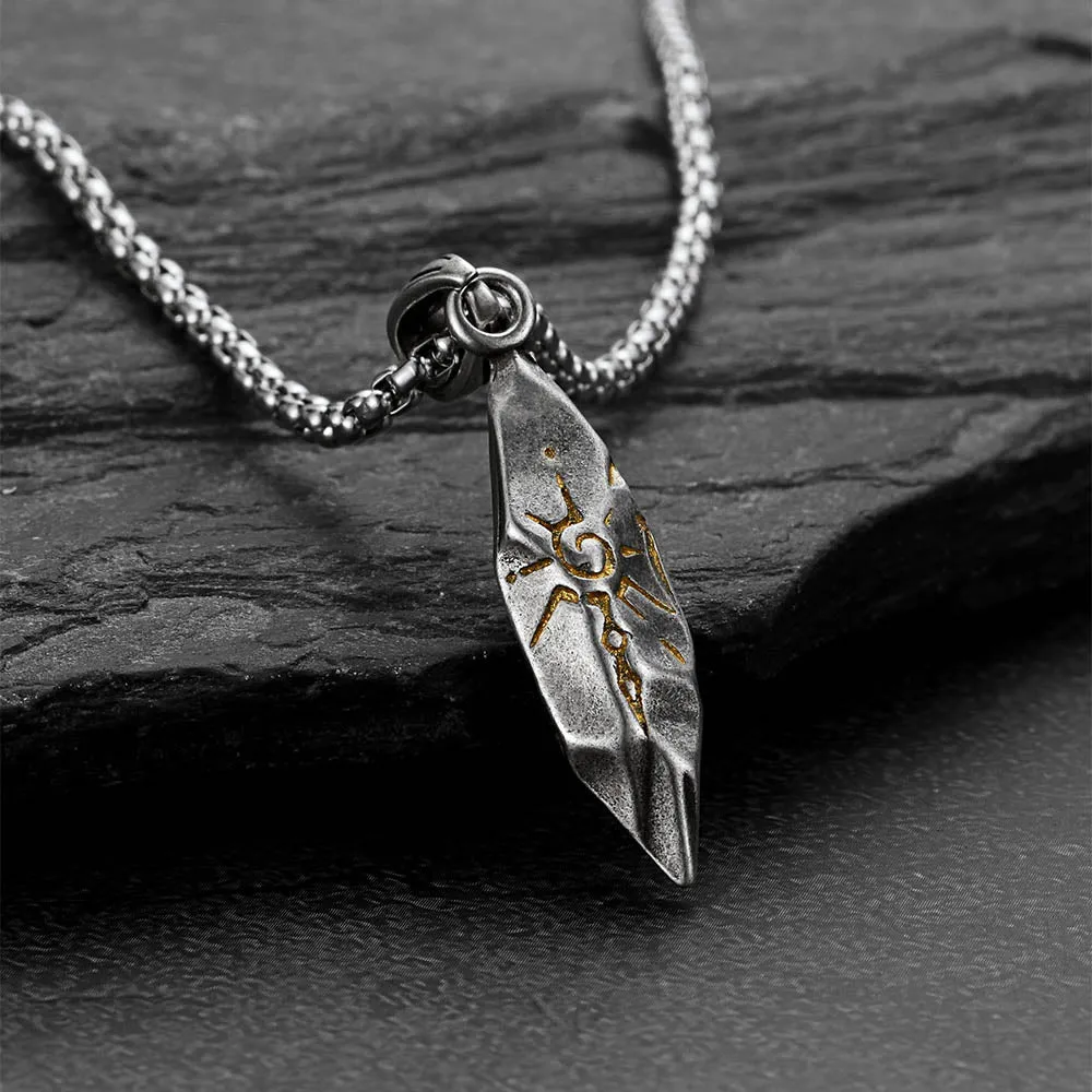 Punk Wishing Stone Tribal Rune Sun Pattern Necklace for Men sold by FaithHeart product image thumbnail 2