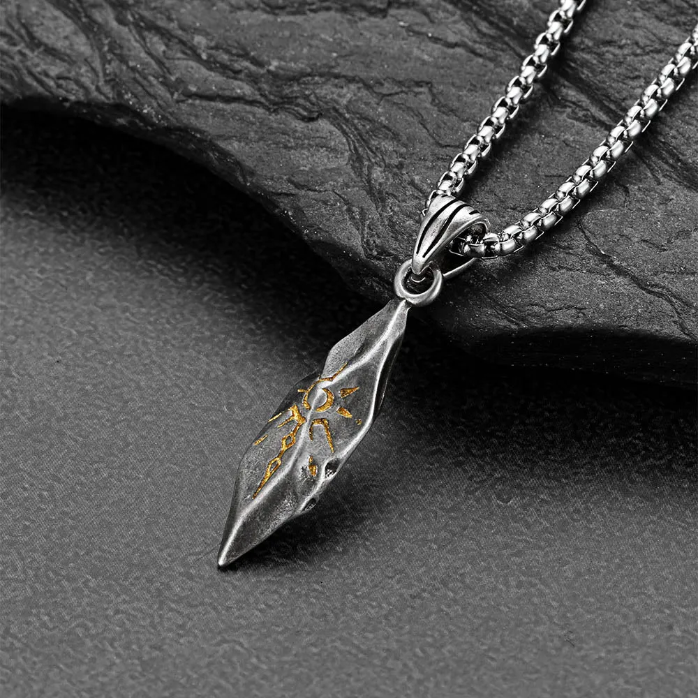 Punk Wishing Stone Tribal Rune Sun Pattern Necklace for Men sold by FaithHeart product image thumbnail 4