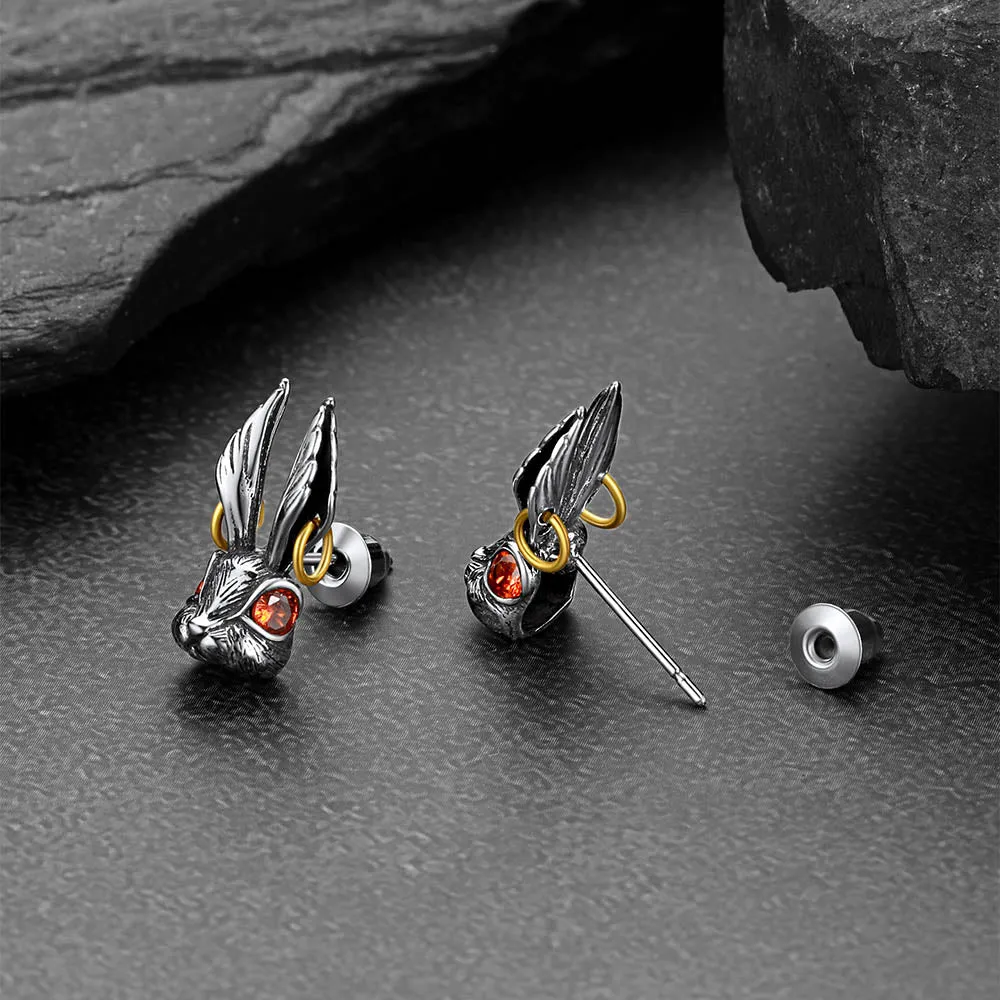 Vintage Alice Red-Eyed Rabbit Stud Earrings Gift for Men Women sold by FaithHeart product image thumbnail 5