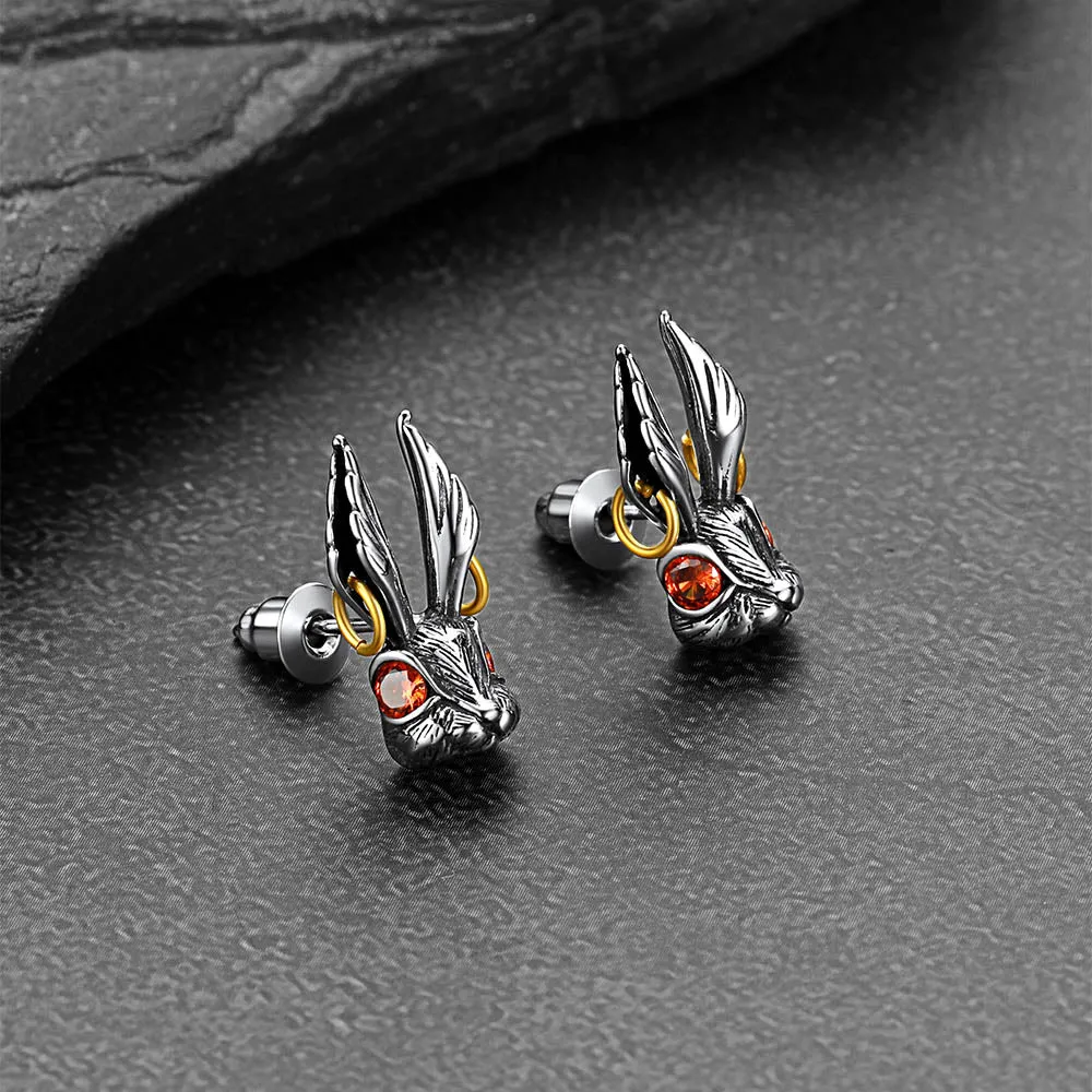 Vintage Alice Red-Eyed Rabbit Stud Earrings Gift for Men Women sold by FaithHeart product image thumbnail 4