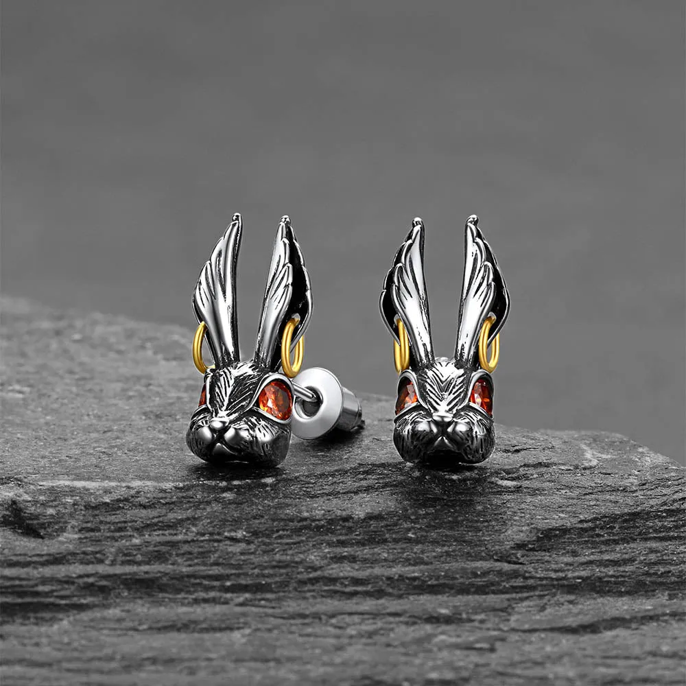 Vintage Alice Red-Eyed Rabbit Stud Earrings Gift for Men Women sold by FaithHeart product image thumbnail 2