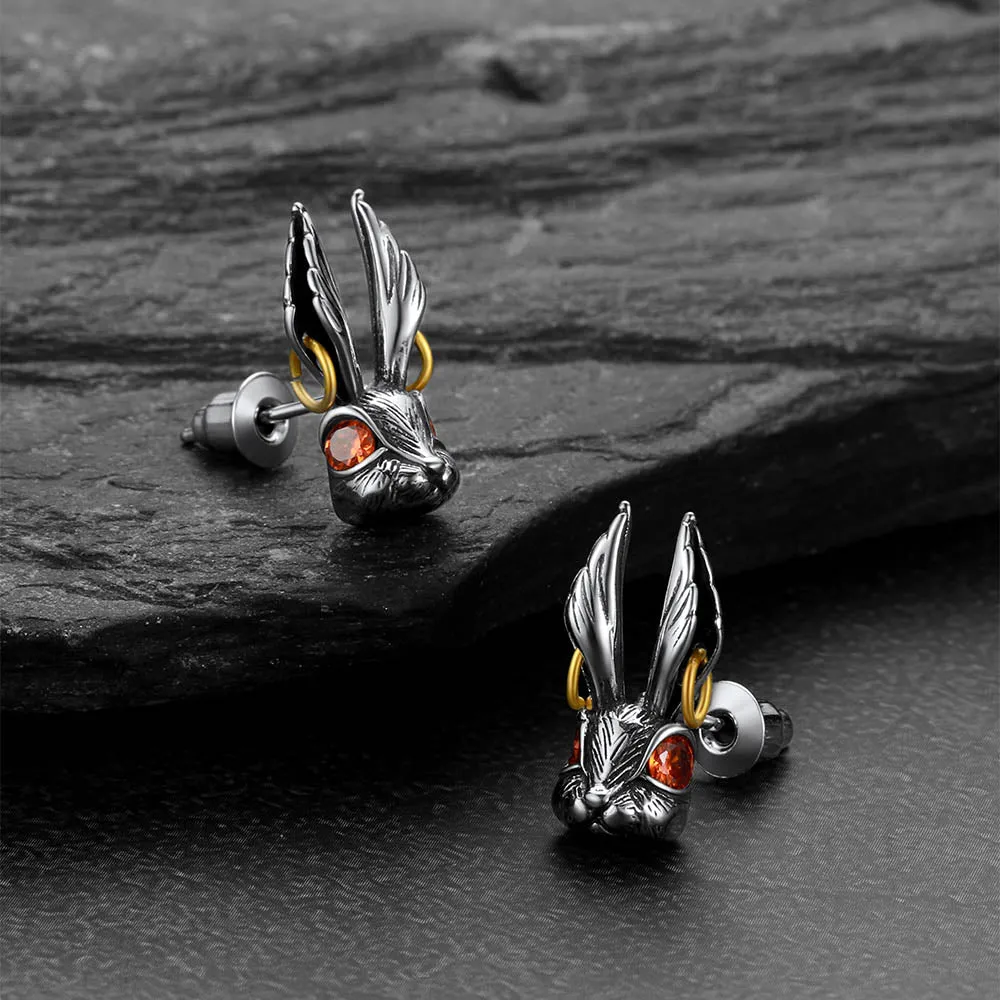 Vintage Alice Red-Eyed Rabbit Stud Earrings Gift for Men Women sold by FaithHeart product image thumbnail 3