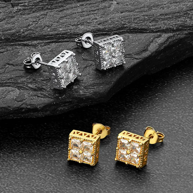 8MM Square Diamond Stud Earrings for Men Women sold by FaithHeart product image thumbnail 2