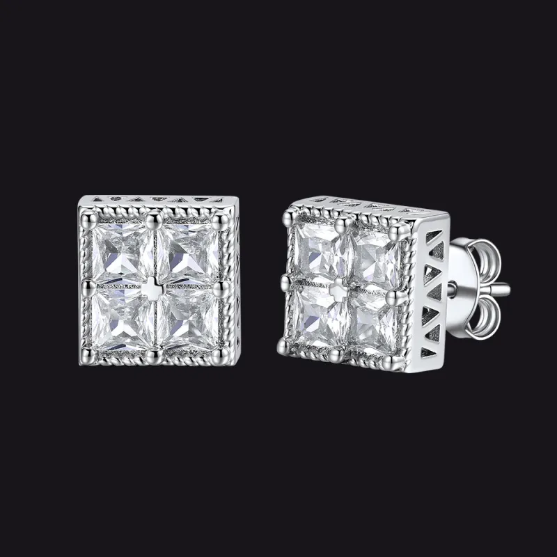 8MM Square Diamond Stud Earrings for Men Women sold by FaithHeart