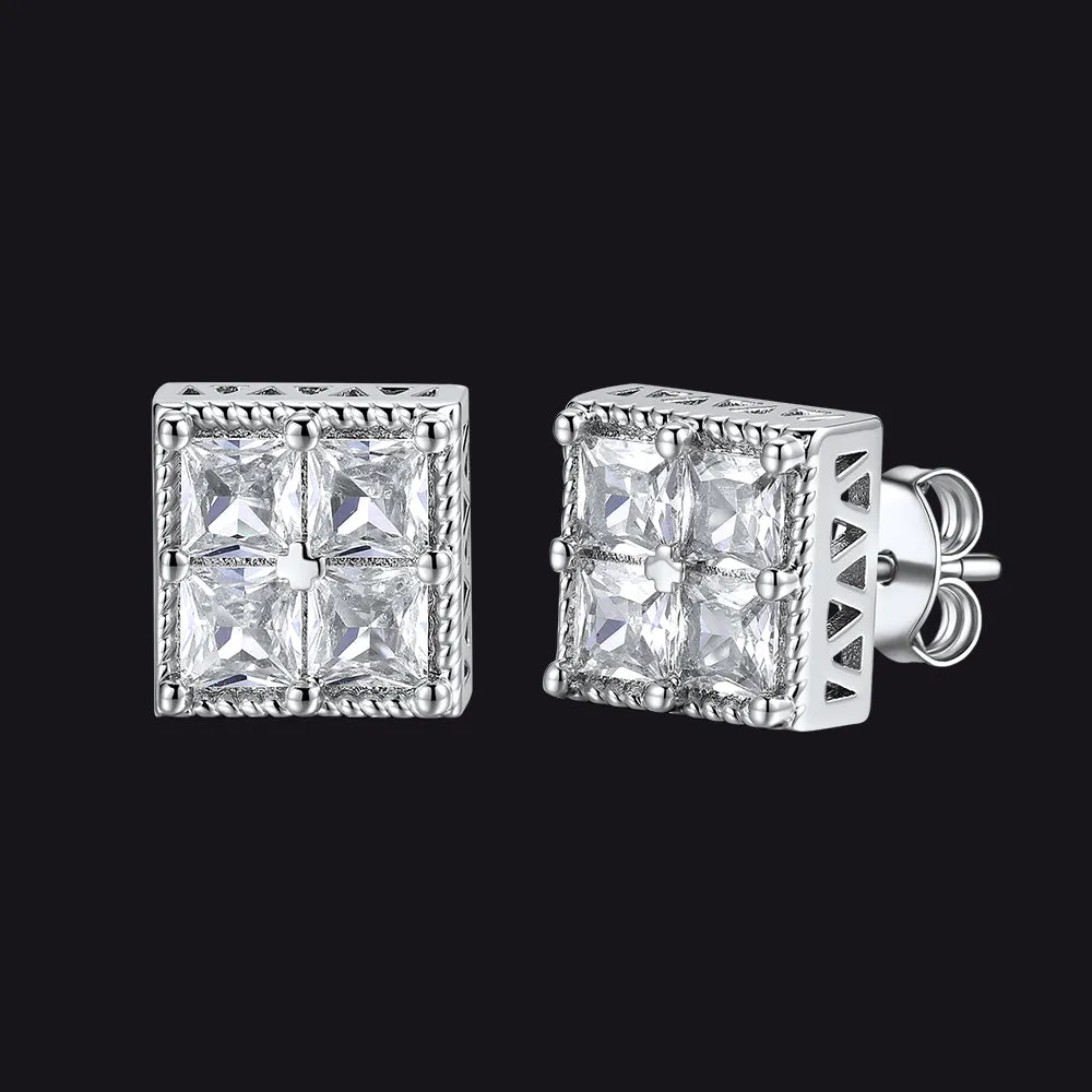 8MM Square Diamond Stud Earrings for Men Women sold by FaithHeart