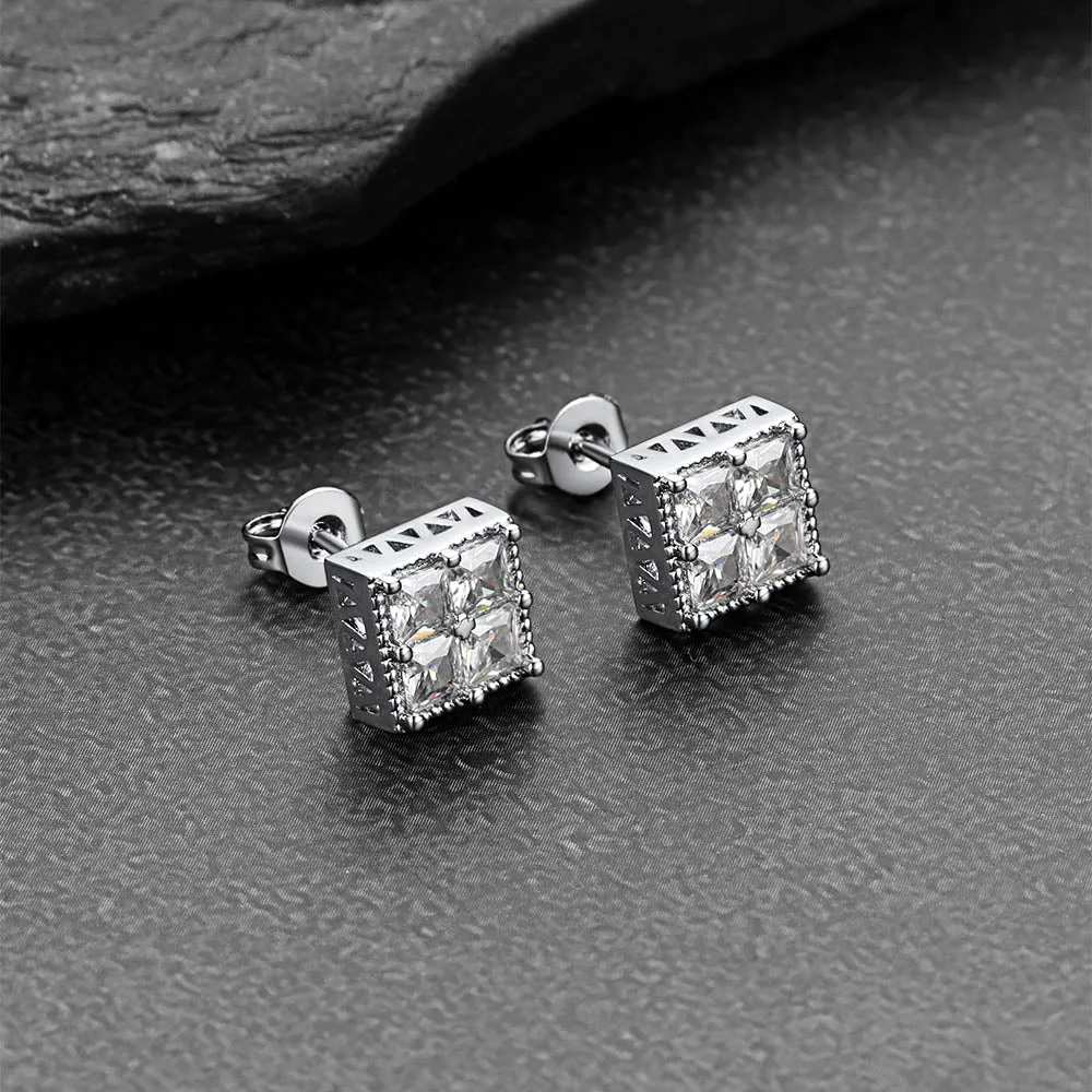 8MM Square Diamond Stud Earrings for Men Women sold by FaithHeart product image thumbnail 3