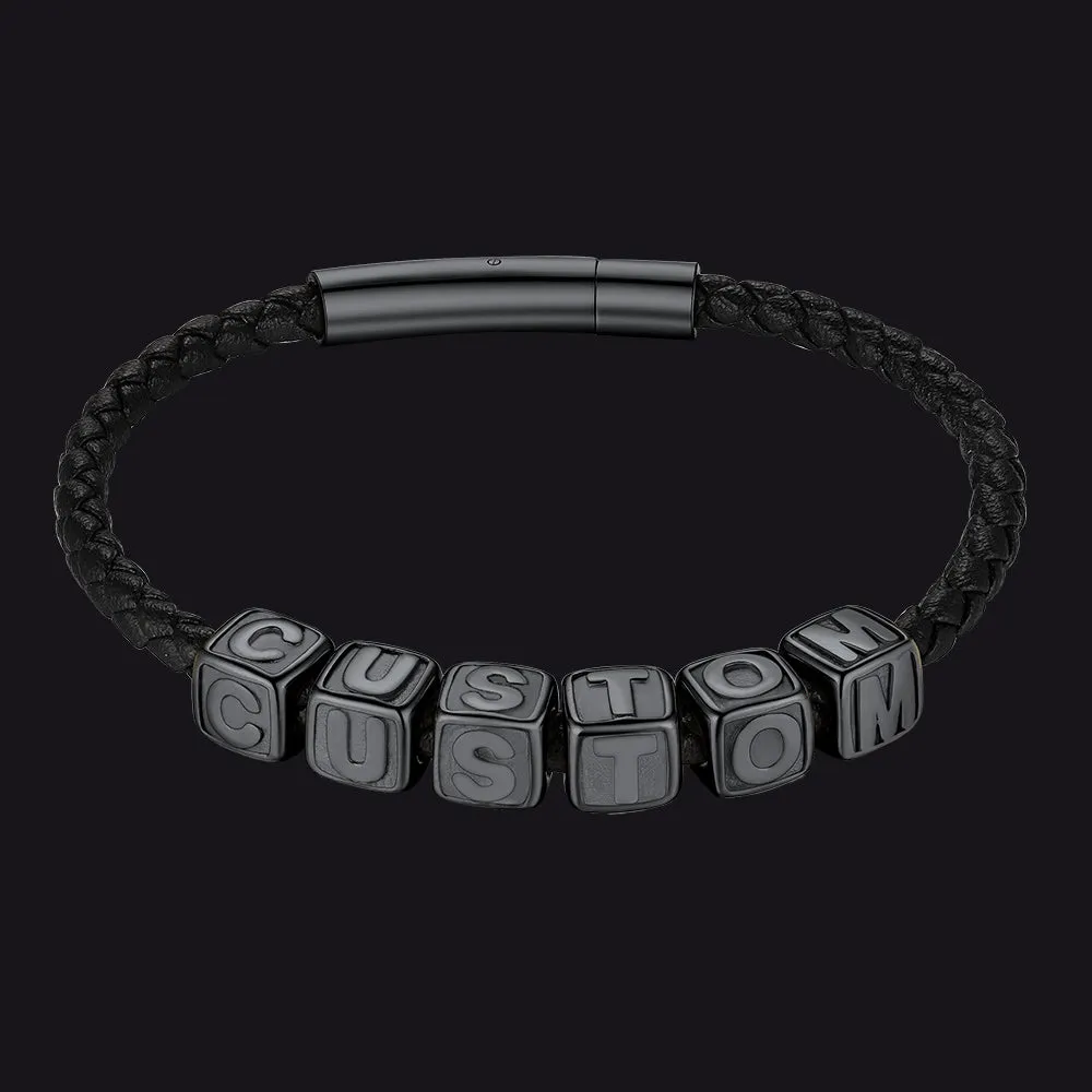 Personalized Beaded Braided Leather Rope Bracelet for Men sold by FaithHeart