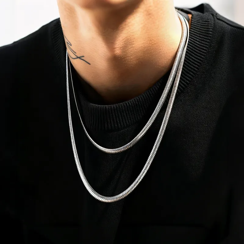 8MM Snake Chain Link Necklace Set for Men Women sold by FaithHeart