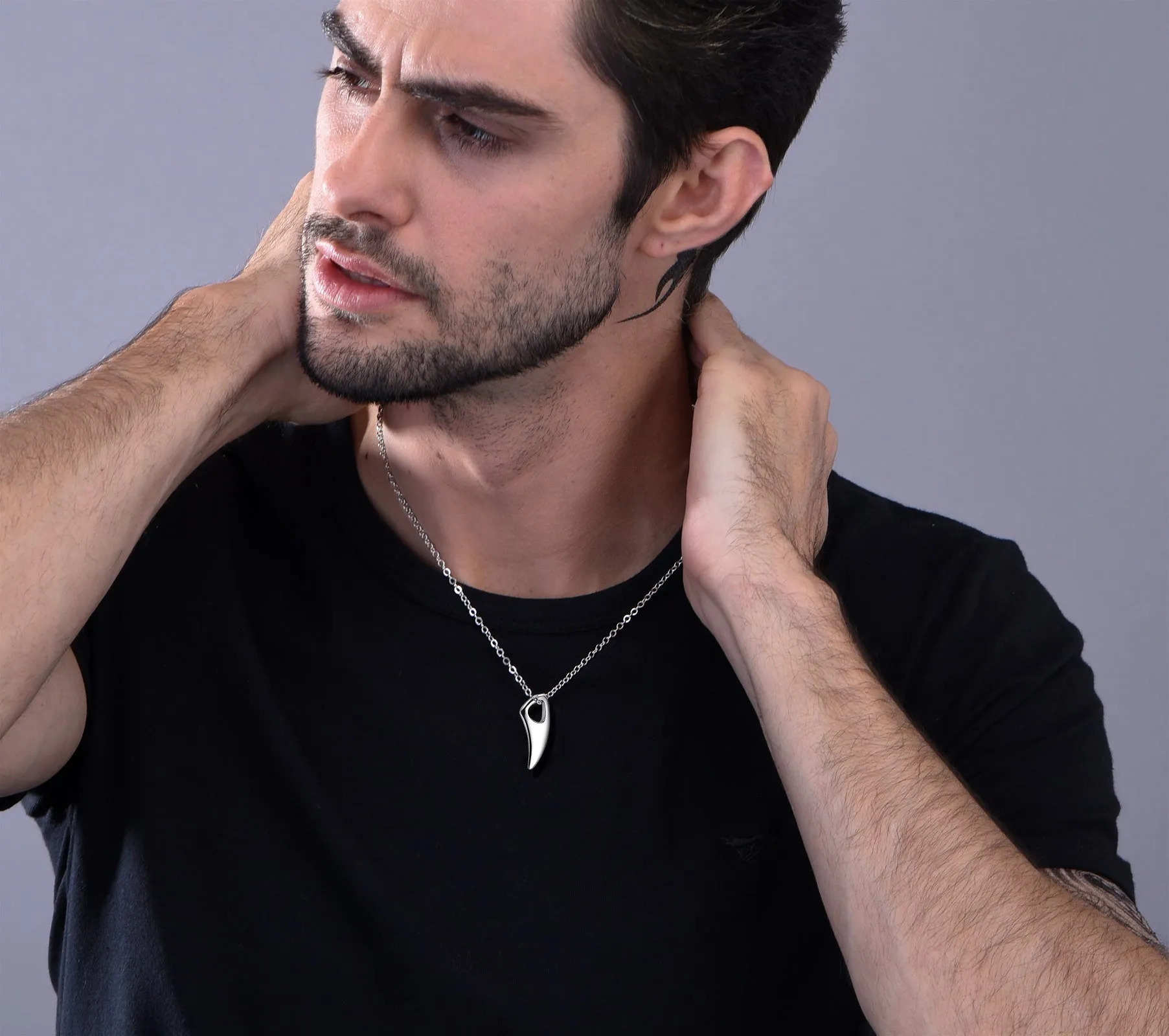 Flash Sale 925 Sterling Silver Wolf Tooth Necklace for Men sold by FaithHeart product image thumbnail 2