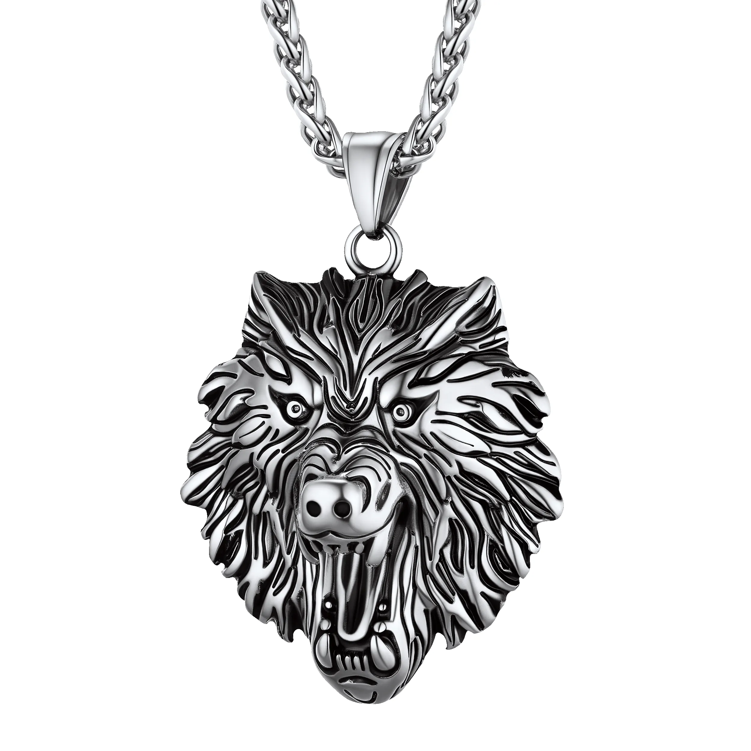 Flash Sale Stainless Steel Fierce Wolf Head Necklace for Man sold by FaithHeart product image thumbnail 4