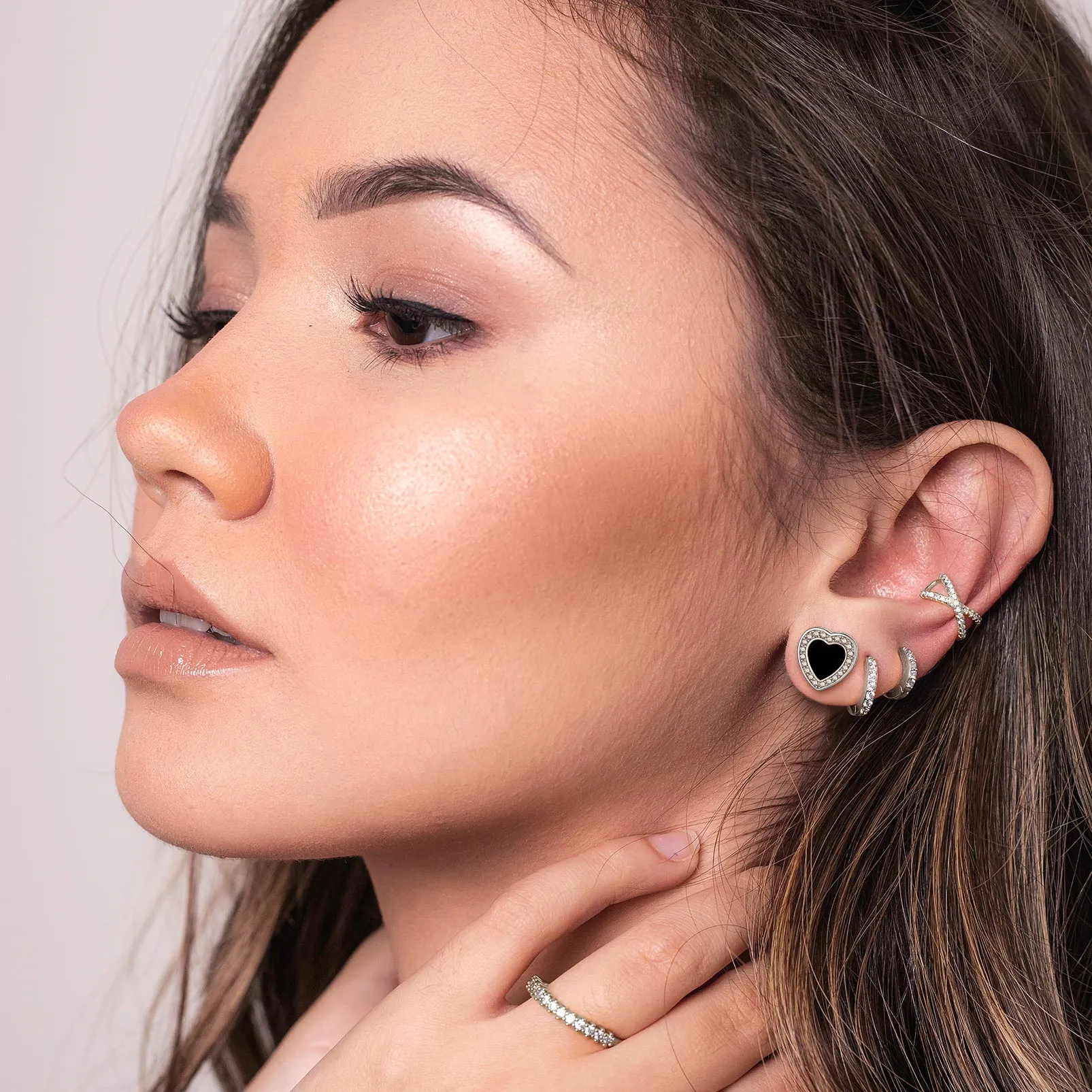 Flash Sale Sterling Silver Heart-shaped Black Onyx Stud Earrings for Men Women sold by FaithHeart product image thumbnail 2