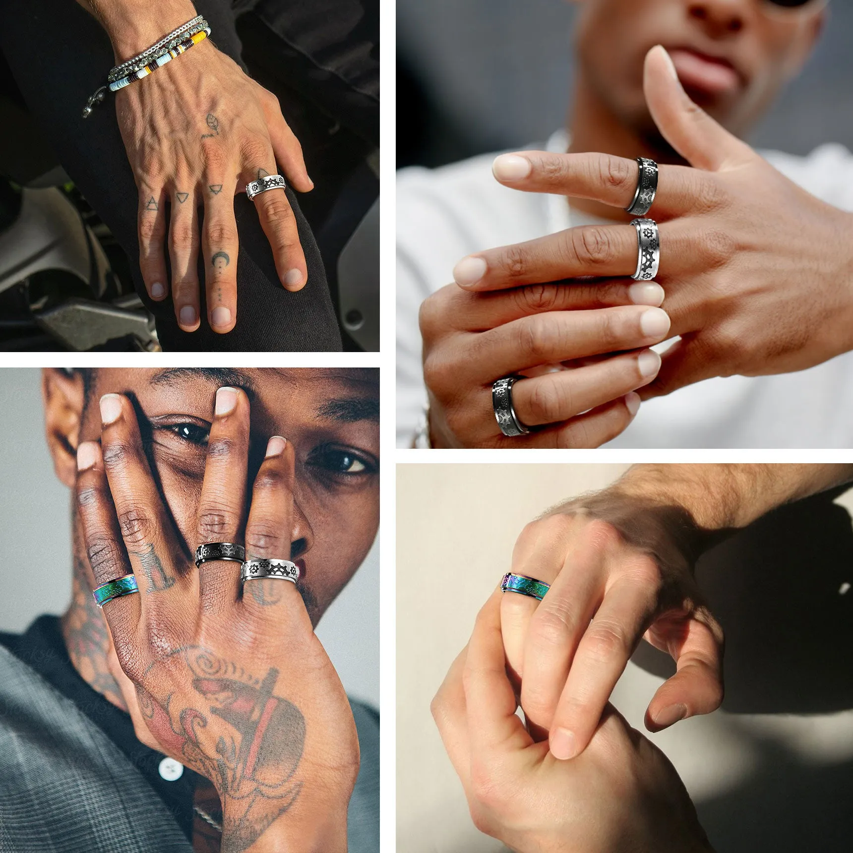 Flash Sale 8mm Rotatable Star Moon, Sun Turning Ring for Men sold by FaithHeart product image thumbnail 2