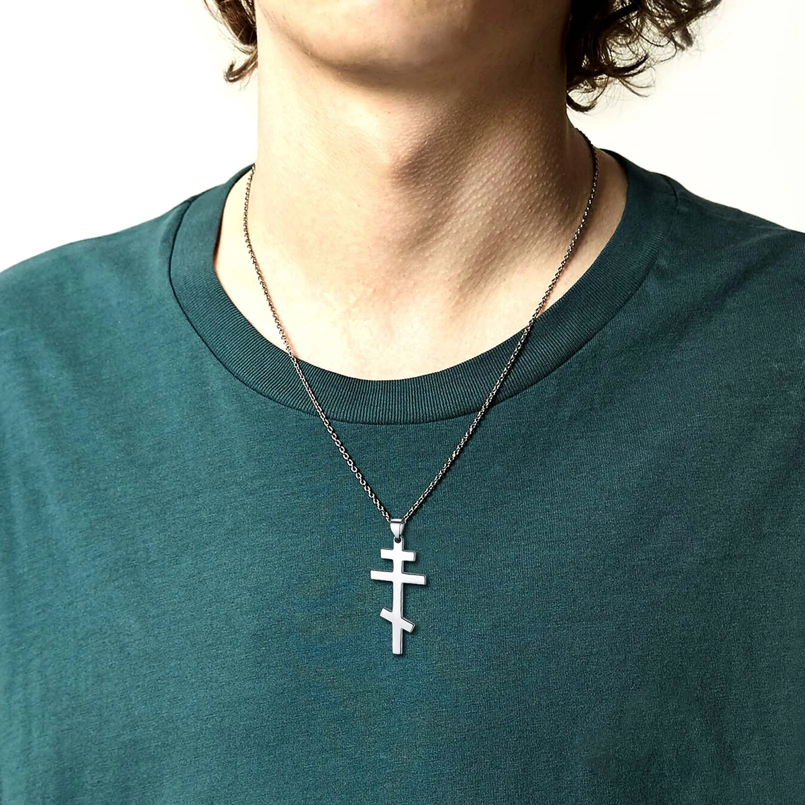 Sterling Silver Russian Orthodox Cross Necklace sold by FaithHeart product image thumbnail 2