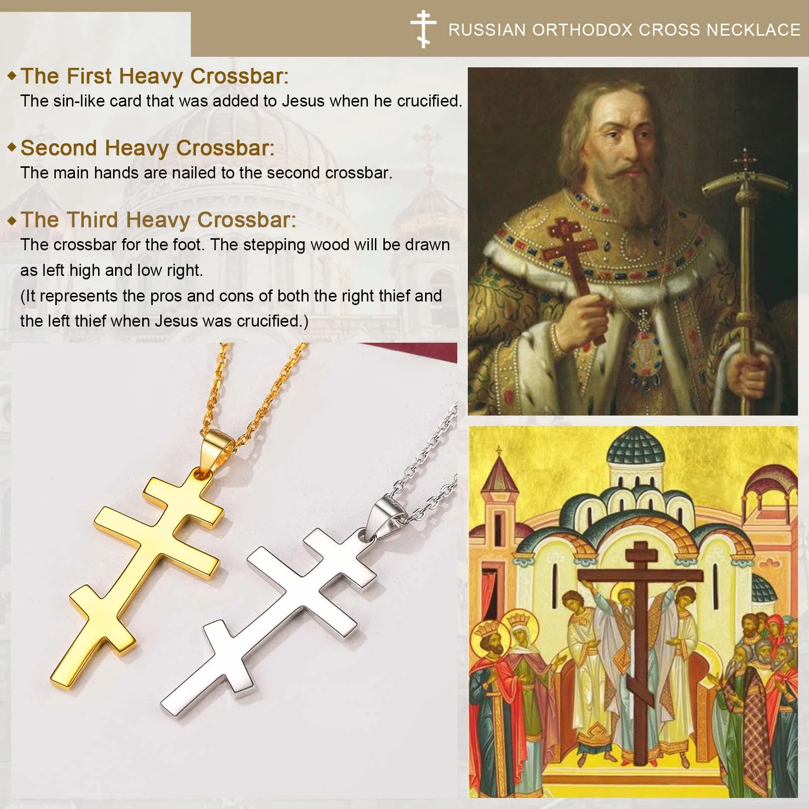 Sterling Silver Russian Orthodox Cross Necklace sold by FaithHeart product image thumbnail 3