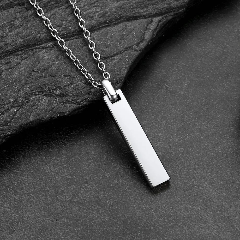 Minimalist Engraved Text Bar Necklace for Women Men sold by FaithHeart product image thumbnail 4