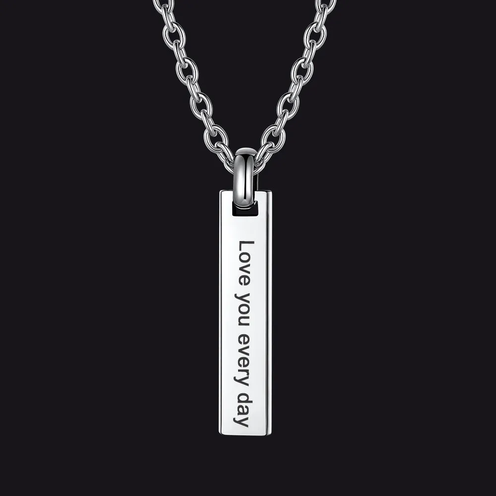 Minimalist Engraved Text Bar Necklace for Women Men sold by FaithHeart