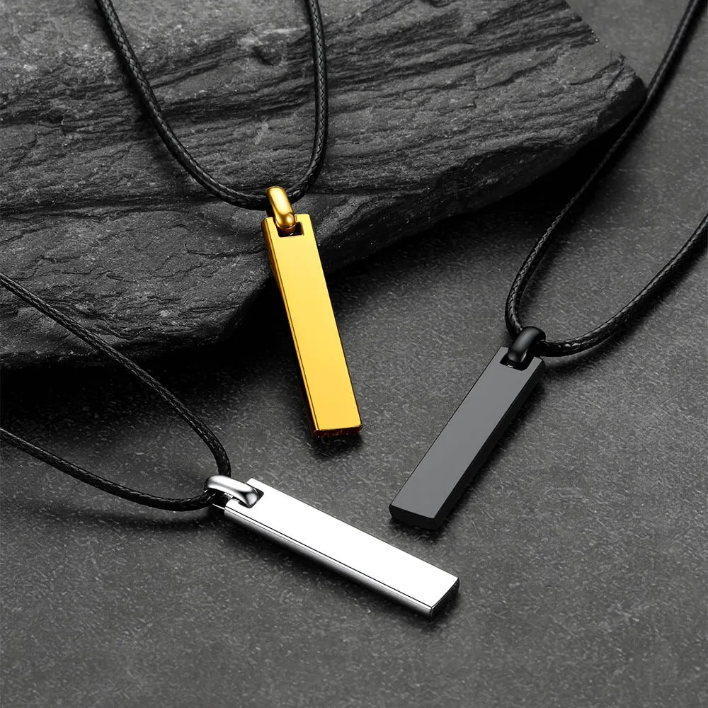Custom Engraved Bar Braided Leather Necklace for Men sold by FaithHeart product image thumbnail 3