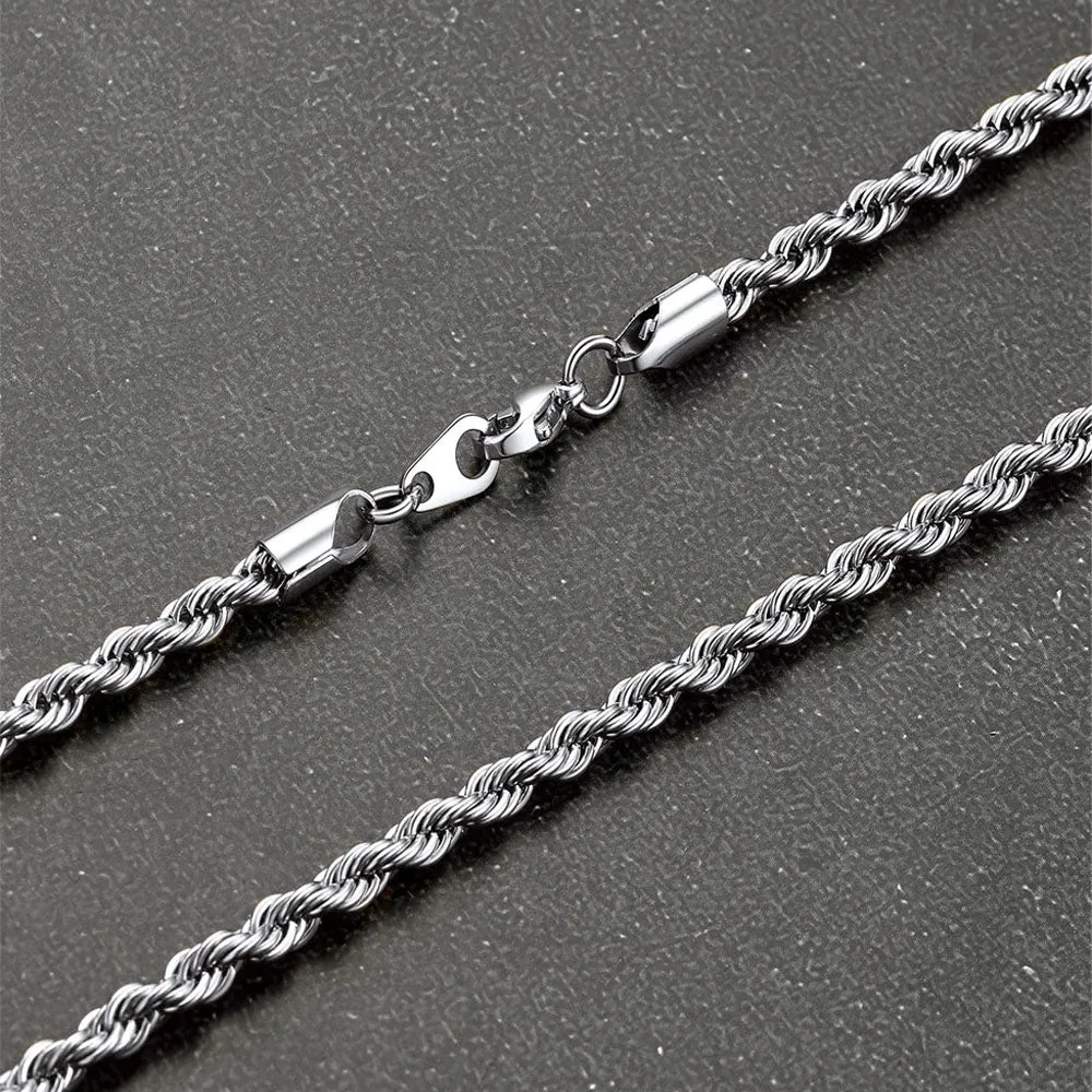 3MM & 6MM Twisted Rope Link Chain Layered Necklaces Set for Men sold by FaithHeart product image thumbnail 4