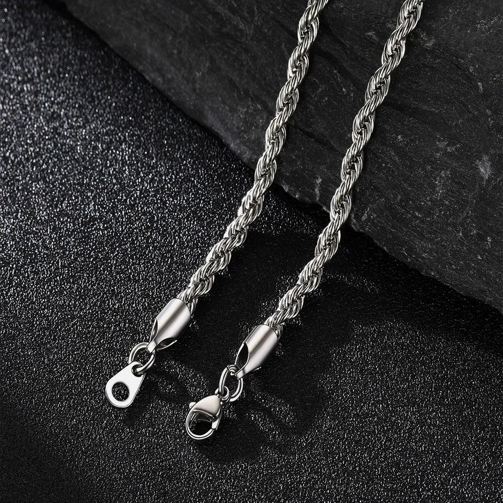 3MM & 6MM Twisted Rope Link Chain Layered Necklaces Set for Men sold by FaithHeart product image thumbnail 5