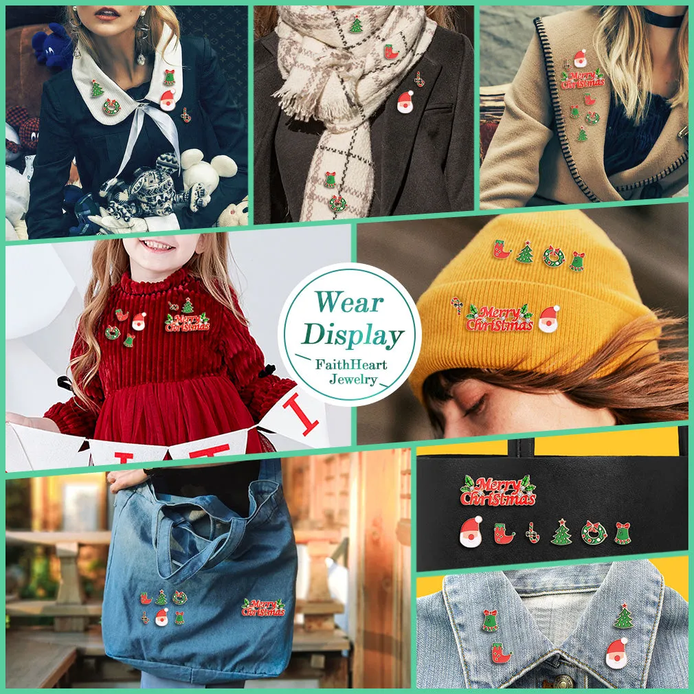 Flash Sale Alloy Christmas Drop-Finish Enamel Pin Set (7-Piece) - Holiday Series sold by FaithHeart product image thumbnail 2