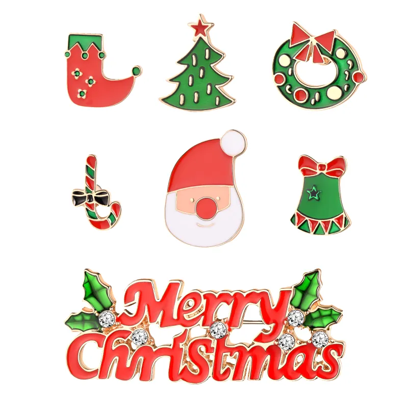 Flash Sale Alloy Christmas Drop-Finish Enamel Pin Set (7-Piece) - Holiday Series sold by FaithHeart
