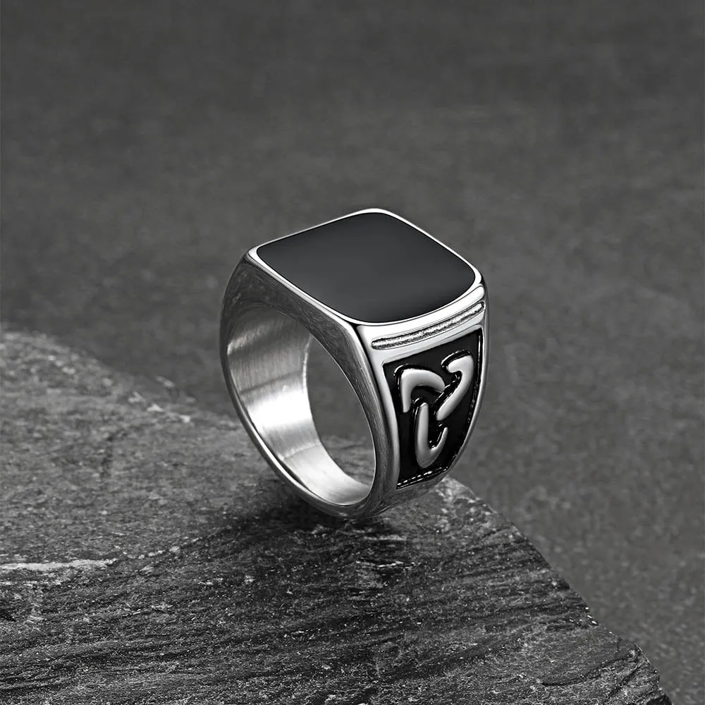 Viking Black Onyx Celtic Knot Signet Square Ring for Men sold by FaithHeart product image thumbnail 5