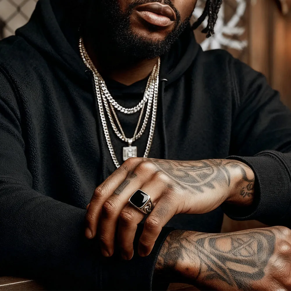 Viking Black Onyx Celtic Knot Signet Square Ring for Men sold by FaithHeart product image thumbnail 3