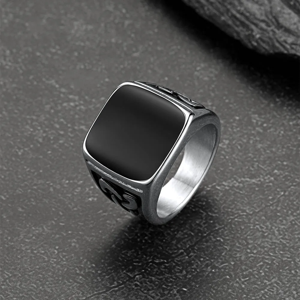 Viking Black Onyx Celtic Knot Signet Square Ring for Men sold by FaithHeart product image thumbnail 4