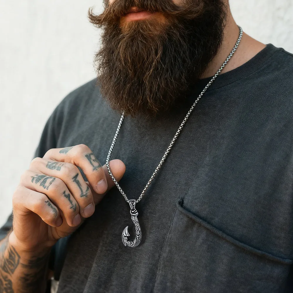 Viking Fish Hook Pendant Amulet Necklace for Men sold by FaithHeart product image thumbnail 2