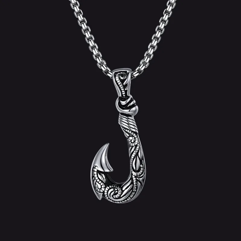 Viking Fish Hook Pendant Amulet Necklace for Men sold by FaithHeart