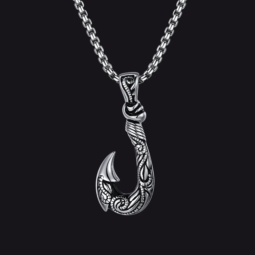 Viking Fish Hook Pendant Amulet Necklace for Men sold by FaithHeart