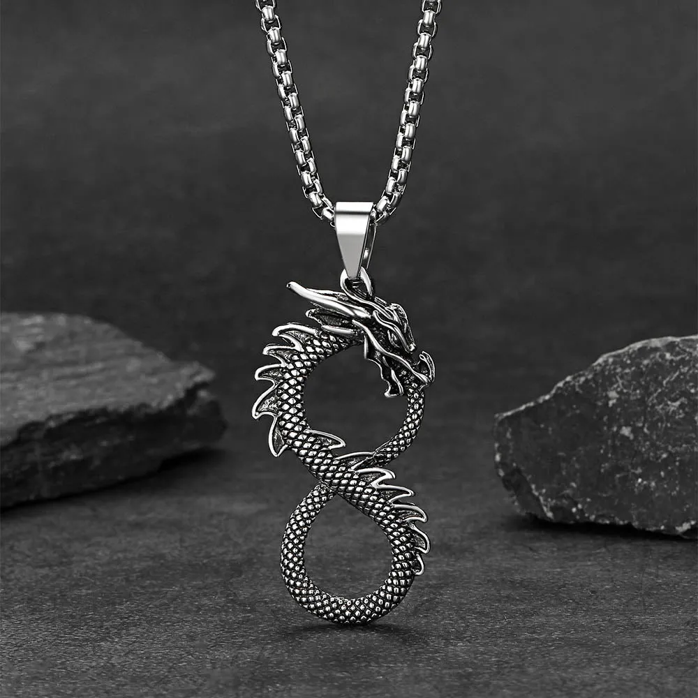 Punk Infinity Dragon Pendant Necklace for Men sold by FaithHeart product image thumbnail 2