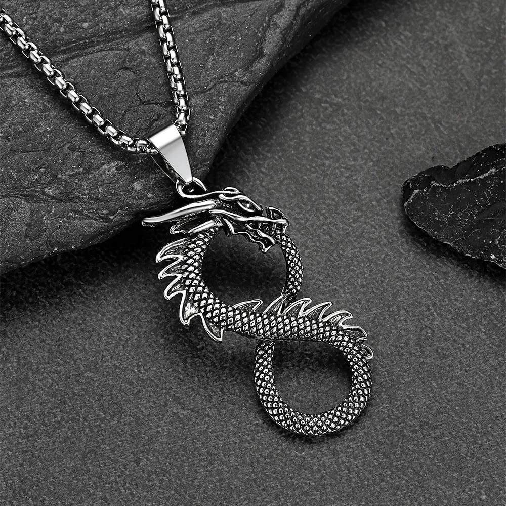 Punk Infinity Dragon Pendant Necklace for Men sold by FaithHeart product image thumbnail 3