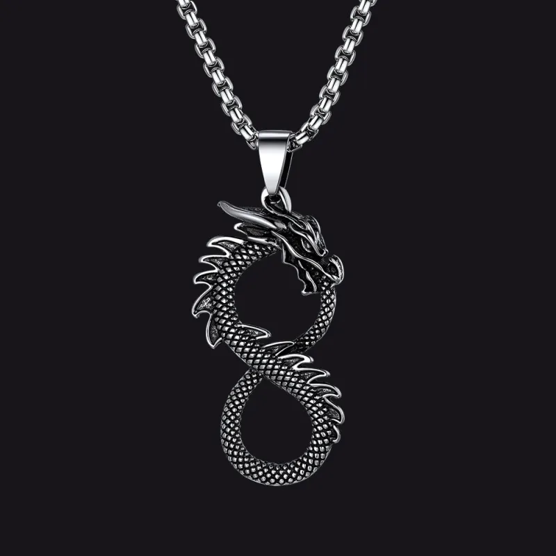 Punk Infinity Dragon Pendant Animal Necklace for Men sold by FaithHeart