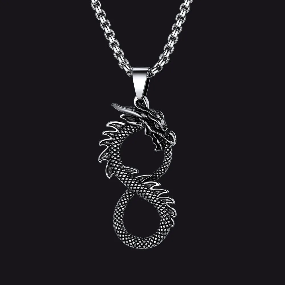 Punk Infinity Dragon Pendant Necklace for Men sold by FaithHeart