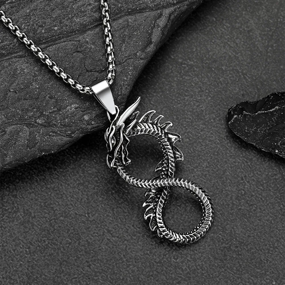 Punk Infinity Dragon Pendant Necklace for Men sold by FaithHeart product image thumbnail 5