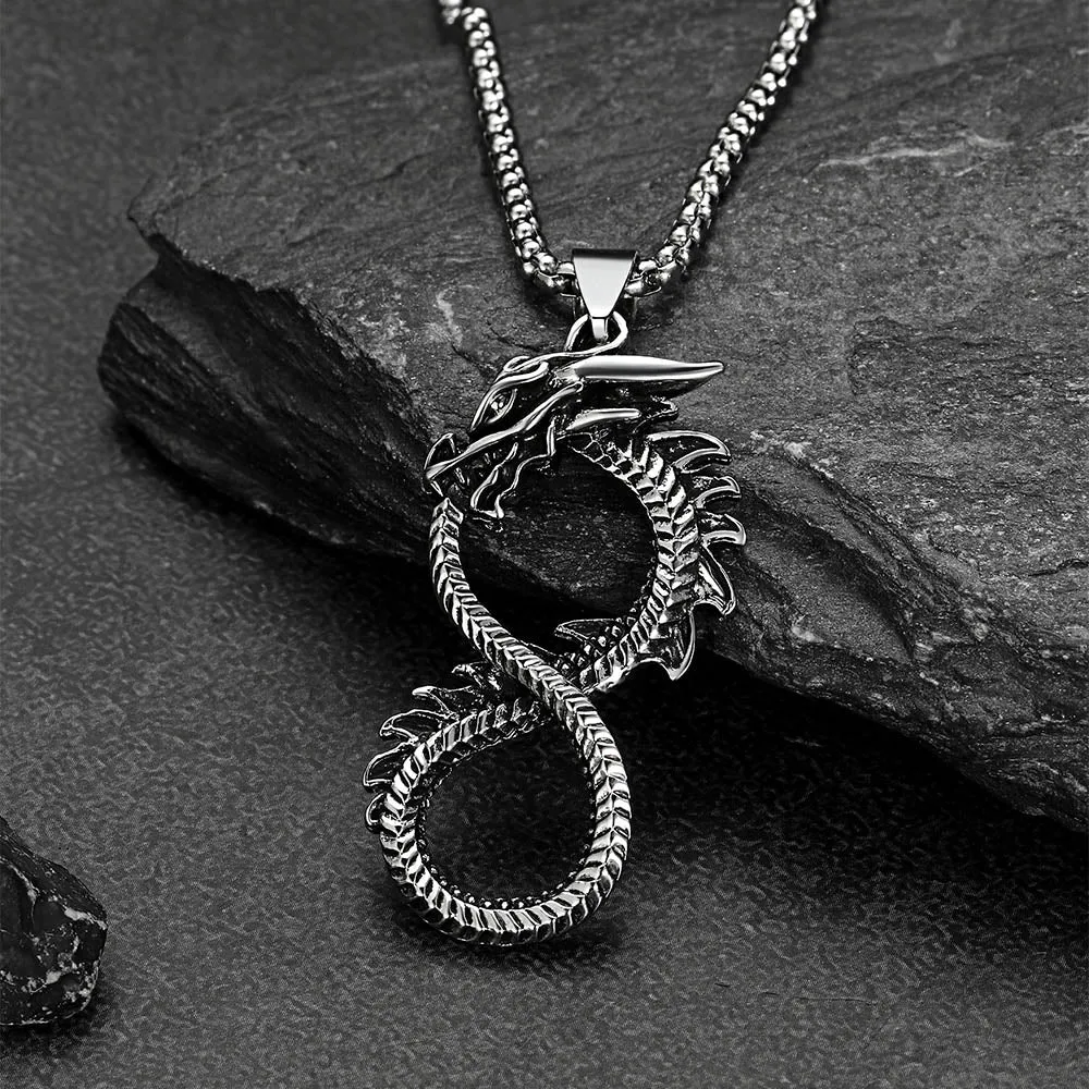 Punk Infinity Dragon Pendant Necklace for Men sold by FaithHeart product image thumbnail 4