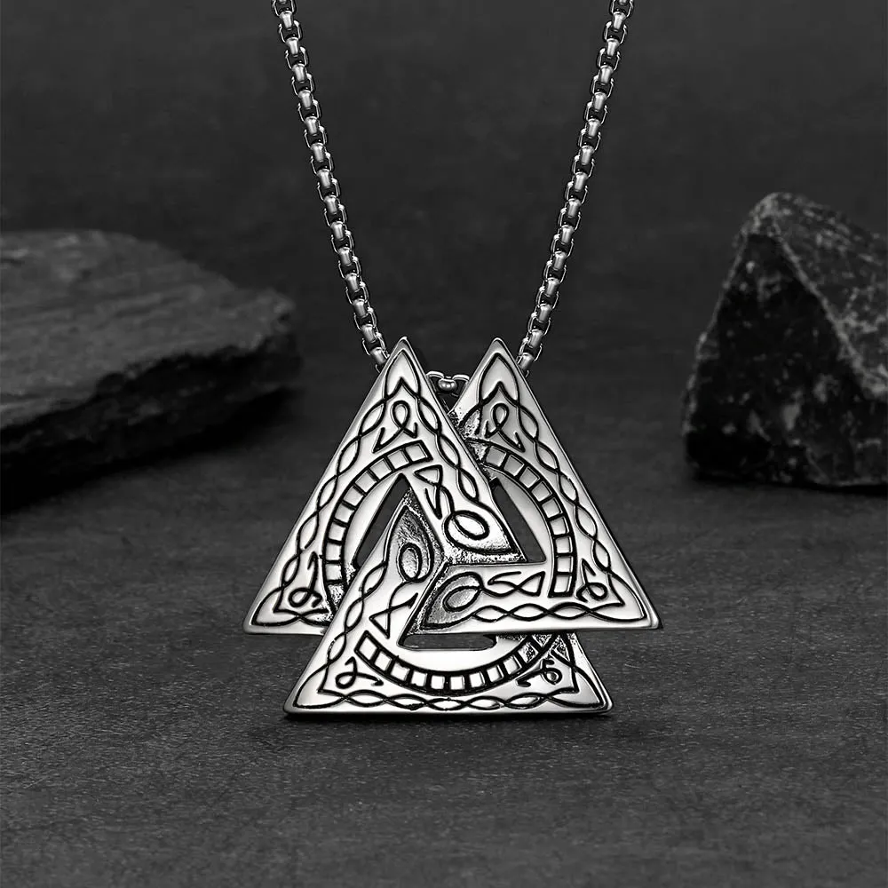 Viking Norse Odin Triangle Valknut Pendant Necklace for Men sold by FaithHeart product image thumbnail 4
